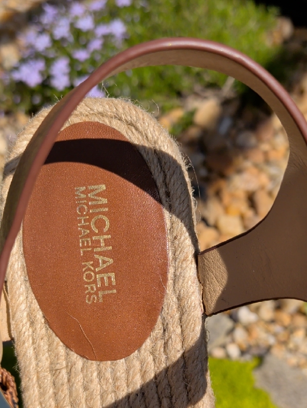Michael Kors Tan Leather Espadrille Flat Summer Sandals - Picture 11 of 12
